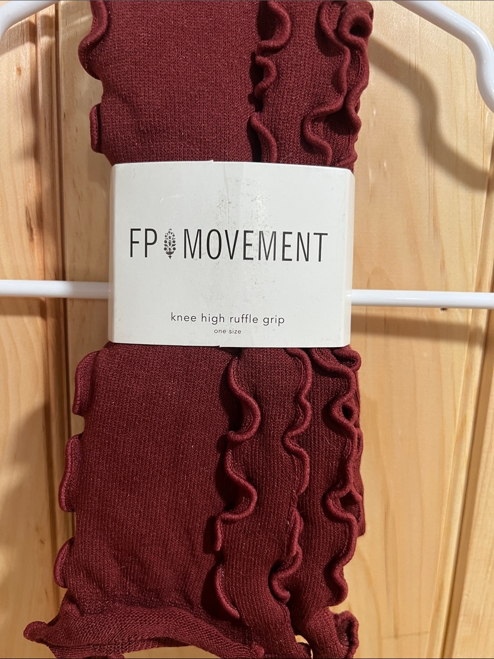 FP Movement by Free People Burgundy Knee-High Ruffle Grip Socks